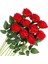 10 Adet Yapay Gül Buketi (Kırmızı - Çiçek Açan Güller) (Yurt Dışından) 1