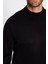 Erkek Slim Fit Dar Kesim Yumuşak Dokulu Tüylenmeyen Siyah Yarım Balıkçı Yaka Triko Kazak 3