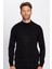 Erkek Slim Fit Dar Kesim Yumuşak Dokulu Tüylenmeyen Siyah Yarım Balıkçı Yaka Triko Kazak 4