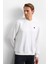 Beyaz Regular Fit Bisiklet Yaka Sweatshirt 3