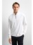 Beyaz Regular Fit Dik Yaka Fermuarlı Sweatshirt 4