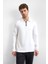Beyaz Regular Fit Gömlek Yaka Yarım Fermuarlı Sweatshirt 2