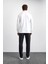 Beyaz Regular Fit Gömlek Yaka Yarım Fermuarlı Sweatshirt 5