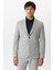 Açık Gri Slim Fit Mono Yaka Yünlü Ceket 1