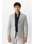 Açık Gri Slim Fit Mono Yaka Yünlü Ceket 2