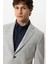 Açık Gri Slim Fit Mono Yaka Yünlü Ceket 4