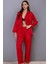 3926 Kırmızı Saten Pijama Takımı 2