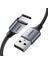 USB-C - USB-A 3A QC Örgülü Hızlı Şarj Kablosu, 1 m, Siyah, 60126 1