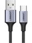 USB-C - USB-A 3A QC Örgülü Hızlı Şarj Kablosu, 1 m, Siyah, 60126 6