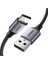 USB-C - USB-A 3A QC Örgülü Hızlı Şarj Kablosu, 1 m, Siyah, 60126 11