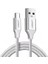 USB-C - USB-A 3A QC Örgülü Hızlı Şarj Kablosu, 1 m, Gümüş Beyazı, 60131 1