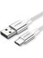 USB-C - USB-A 3A QC Örgülü Hızlı Şarj Kablosu, 1 m, Gümüş Beyazı, 60131 4