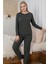 Kalın Kışlık Interlok Şeritli Uzun Kollu Örme Pijama Takımı 3