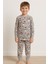 Unisex Yılbaşı Temalı Cute Kardan Adam Desenli Çocuk Pijama Takımı 2