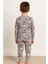 Unisex Yılbaşı Temalı Cute Kardan Adam Desenli Çocuk Pijama Takımı 4