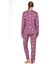 Lizbon Kumaş Mürdüm Panda Desenli Çizgili Önden Düğmeli Kadın Pijama Takımı 4
