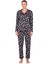 Lizbon Kumaş Içi Şardonlu Lacivert Kış Desenli Önden Düğmeli Kadın Pijama Takımı 1