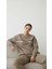 Kadın Baskılı Şardonlu Üç Ip Şevval Sweatshirt Kahverengi 1