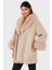 Via Dante Oversize Fit Şal Yaka Kürk Detaylı Astarlı Mont Bayan Mont 690852 6