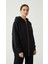 Kadın Şardonlu Üç Ip Kapşonlu Fermuarlı Emma Sweatshirt Siyah 2