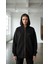 Kadın Şardonlu Üç Ip Kapşonlu Fermuarlı Emma Sweatshirt Siyah 4
