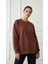 Kadın Sıfır Yaka Üç Ip Şardonlu Koty Sweatshirt Kahverengi 1