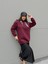 Kadın Bordo Leopar Şal Detaylı Oversize Sweatshirts 30096 2