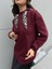 Kadın Bordo Leopar Şal Detaylı Oversize Sweatshirts 30096 4