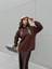 Kadın Kahve Leopar Şal Detaylı Oversize Sweatshirts 30096 7