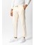 Ekru Relaxed Fit Yan Cepli %100 Pamuk Beli Bağlamalı Denim Pantolon 3