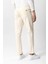Ekru Relaxed Fit Yan Cepli %100 Pamuk Beli Bağlamalı Denim Pantolon 6