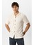 Bej Regular Fit Küba Yaka Örme Kısa Kollu Gömlek 3