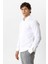 Beyaz Slim Fit Armürlü %100 Pamuk Gömlek 3