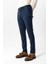 Lacivert Slim Fit Pamuklu Beli Bağcıklı Yan Cep Chino Pantolon 3