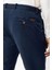 Lacivert Slim Fit Pamuklu Beli Bağcıklı Yan Cep Chino Pantolon 5