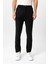 Siyah Slim Fit Pamuklu Beli Bağcıklı Yan Cep Chino Pantolon 2