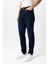 Koyu Lacivert Slim Fit 5 Cepli Pamuklu Denim Pantolon 3