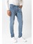 Açık Mavi Slim Fit 5 Cepli Pamuklu Denim Pantolon 3