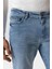Açık Mavi Slim Fit 5 Cepli Pamuklu Denim Pantolon 4