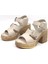 Kadın Ibiza Krem Ortopedik Iç Taban Platform Topuk Sandalet 1