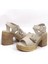 Kadın Ibiza Krem Ortopedik Iç Taban Platform Topuk Sandalet 3