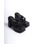 Kadın Geyala Siyah Parmak Arası (12 cm ) Platform Topuklu Terlik 4