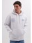 Unisex Oversize Geniş Kesim Pamuklu Yumuşak Dokulu İçi Polarlı Baskılı Beyaz Kapüşonlu Sweatshirt 1