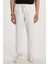 Erkek Regular Fit Beli Lastikli Bağcıklı Jogger Beyaz Pantolon Rahat Kesim Yan Cepli 1