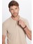 Erkek Slim Fit Dar Kesim Pamuklu Yumuşak Dokulu Serin Tutan Kumaş Düz Pike Taş Renk Polo Yaka Tişört 1