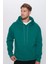 Unisex Oversize Geniş Kesim Pamuklu Yumuşak Dokulu Içi Polarlı Basic Yeşil Kapüşonlu Sweatshirt 1
