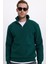 Unisex Relax Fit Rahat Kesim Pamuklu Içi Polarlı Yarım Fermuarlı Haki Dik Yaka Sweatshirt 1