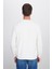 Unisex Relax Fit Rahat Kesim %100 Pamuk Basic Beyaz Bisiklet Yaka Sweatshirt 7