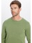 Erkek Standart Fit Normal Kesim Bisiklet Yaka Yeşil Triko Kazak 1