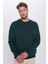 Unisex Relax Fit Rahat Kesim Pamuklu Yumuşak Dokulu İçi Polarlı Basic Yeşil Bisiklet Yaka Sweatshirt 1